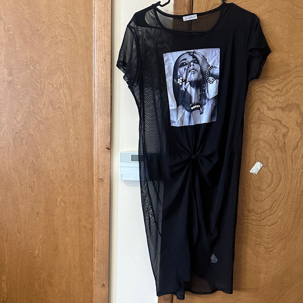 Black Mesh Graphic Dress